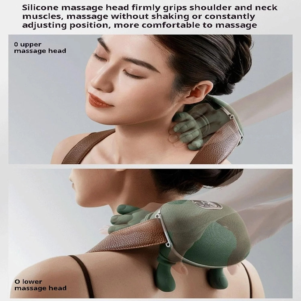 Smart Finger Pressure Neck Massager – Electric Deep Kneading Heated Back & Shoulder Massager Pain Relief Relaxation Device for Home, Office & Car