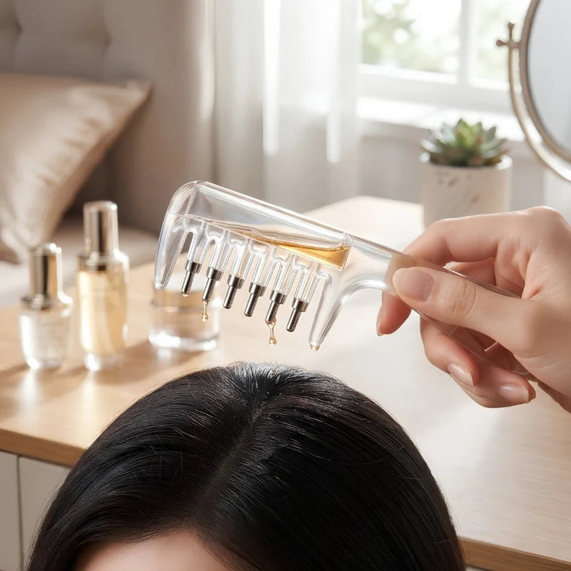 7 Teeth Scalp Applicator Comb with Liquid Dispenser Hair Oil & Serum Applicator Comb Scalp Massager for Hair Care & Scalp Treatment