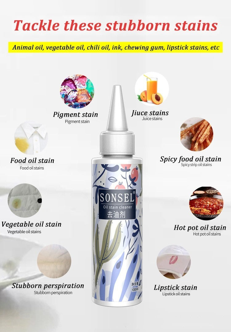 Oil Stain Remover for Clothes Fast-Acting Fabric Spot Cleaner, 100ml