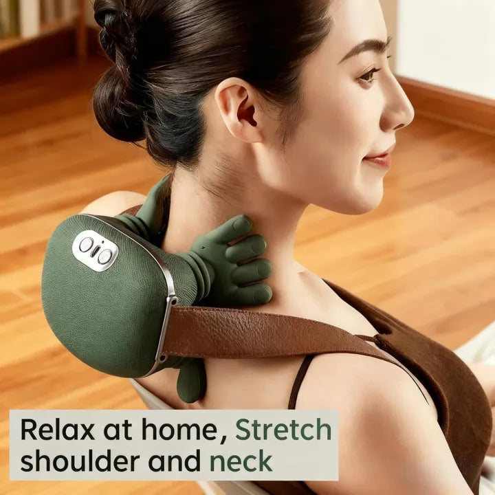 Smart Finger Pressure Neck Massager – Electric Deep Kneading Heated Back & Shoulder Massager Pain Relief Relaxation Device for Home, Office & Car