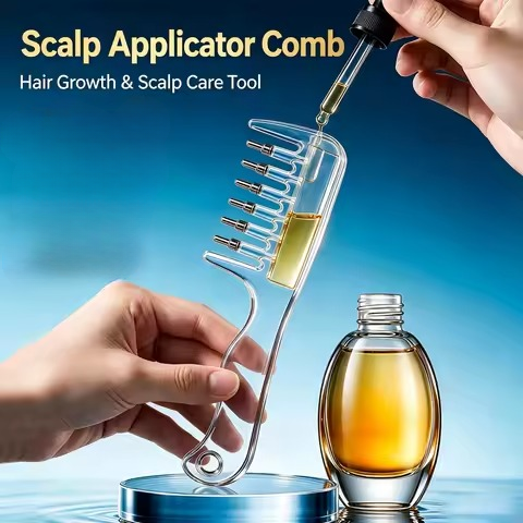 7 Teeth Scalp Applicator Comb with Liquid Dispenser Hair Oil & Serum Applicator Comb Scalp Massager for Hair Care & Scalp Treatment