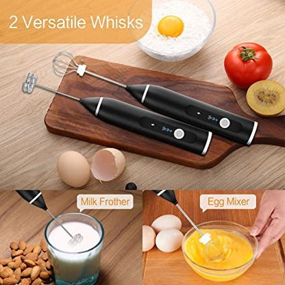 2-in-1 Electric Milk Frother & Egg Beater – USB Rechargeable Handheld Mixer