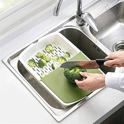 Cutting Boards Kitchen Dining 3-in-1 Kitchen Cutting Board Plastic Cutting Board Block and Drain Basket Storage Box Cutting Mat