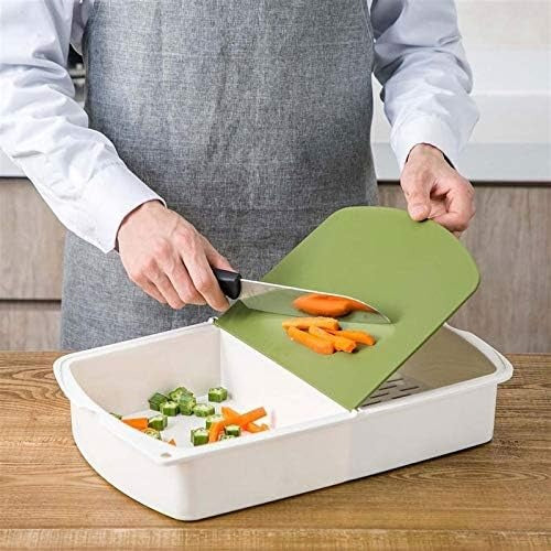 Cutting Boards Kitchen Dining 3-in-1 Kitchen Cutting Board Plastic Cutting Board Block and Drain Basket Storage Box Cutting Mat