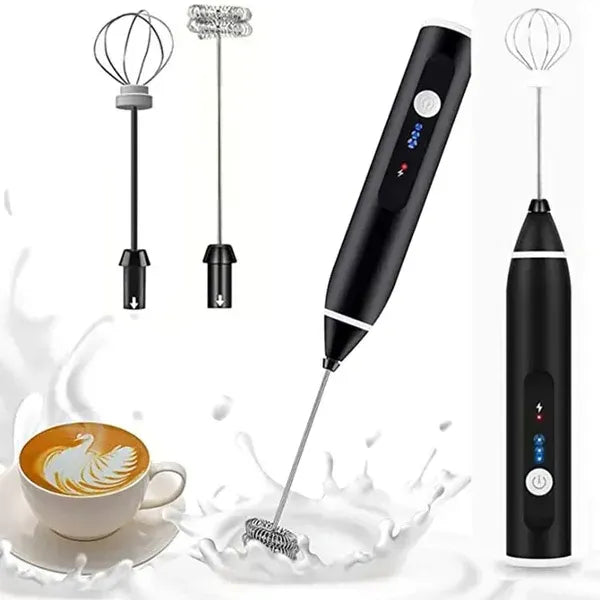 2-in-1 Electric Milk Frother & Egg Beater – USB Rechargeable Handheld Mixer