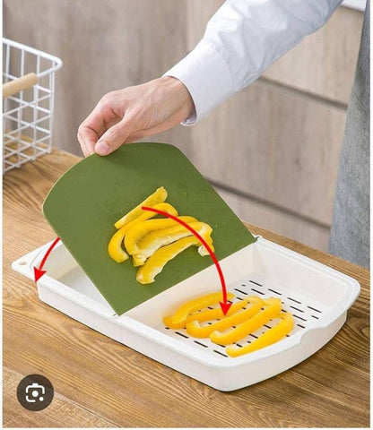 Cutting Boards Kitchen Dining 3-in-1 Kitchen Cutting Board Plastic Cutting Board Block and Drain Basket Storage Box Cutting Mat