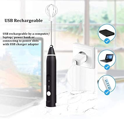 2-in-1 Electric Milk Frother & Egg Beater – USB Rechargeable Handheld Mixer